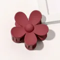 Detail of dark rose red matte flower hair claw clip with a classic five-petal floral design - Matte Flower Hair Clip - Wine Red