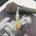 Colgante punta de cristal de citrino hexagonal con tapa plateada calada - Vidrio Amarillo (Sin Cadena)