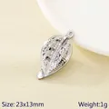 Ciondolo foglia cava in acciaio inossidabile 304 per gioielli fai-da-te, 23x13mm e 1g - Stile Foglia Argento (KLJ10092-Z) / 23x13mm