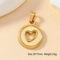 Détail macro d'un pendentif coeur 20x17mm en acier inoxydable doré pour bijoux DIY - 107-Cœur Creux