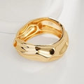 Modern minimalist open gold cuff bracelet with liquid metal irregular texture - Irregular Geometric Wave Wide Bangle (SL253) / Gold