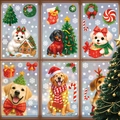 Christmas window decals set featuring festive dogs with scarves and gift boxes - 6-Piece Set (BQ618+BQ620+BQ621+BQ624-626)