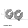 Boucles d'oreilles C minimalistes en acier inoxydable 18K avec filetage pour femmes - Style Argenté (TE6274-S)