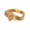 Pulsera vintage para hombre de acero inoxidable dorado con cabeza de león y cierre - Dorado (22cm)