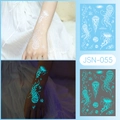 Luminous glow jellyfish and star tattoo sticker JSN-055 for arm in dark blue light - JSN-055 (Luminous Jellyfish Planet)