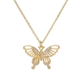 Elegant gold butterfly pendant necklace featuring sparkling white zircon accents for women - Openwork White Zirconia Butterfly (CN001931YH)