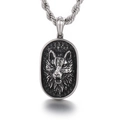 Vintage punk wolf head embossed pendant on twisted stainless steel chain necklace - Wolf Design (KP99626-KJX)