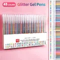 Set of 48 colorful glitter gel pens in a transparent case for scrapbooking and drawing - 48 Colors/Box