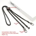 Adjustable gunmetal chain strap with black leather and metal ball for handbags - Black Leather Black Chain + Black Grid Ball + 3-Point Gate Hook