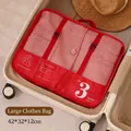 Red large travel luggage organizer bag with mesh panel and handle in a suitcase - Red-Large (No. 3)