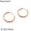 Classic 12mm rose gold stainless steel hoop earrings for women and men - 12*1.6mm Rose Gold Ke113785-z / A Pair Of [inner Diameters]