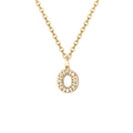 14K gold plated stainless steel necklace with sparkling crystal letter O pendant - Letter O-14K Gold