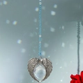 Crystal angel wings suncatcher with clear faceted ball and blue beads for home decor - Gift Box / Blue (With Gift Box)