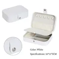 Tragbare weiße PU-Leder-Schmuckbox mit Fächern und Druckknopfverschluss, Größe 16x11x5cm - Mittel (16x11x5cm) / Weiß