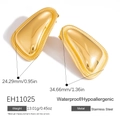 Orecchini a fiore in acciaio inossidabile placcato oro 18K con finitura dorata - Geometrico Goccia d'Acqua Testurizzato (EH11025)
