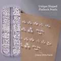 12-grid box of white and creamy white flatback pearls in assorted shapes for nail art - 085-Creamy White Irregular Pearl