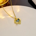 Gouden hartvormige hanger ketting met abalone schelp en zirkoon op gouden ketting - Goud