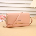 Sac à bandoulière rose multifonctionnel pour téléphone avec double fermeture éclair dorée - Rose