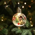 Pallina di Natale trasparente con pupazzo di neve e albero per decorazione festiva - Palla Aperta Tipo C (Pupazzo di Neve/Palla Rossa) / Con Batteria a Bottone