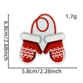 Detail of red embroidered Christmas mittens patch with size dimensions 6.8x5.8cm - Christmas Patch 11# (Mittens)
