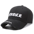 Casquette vintage vieillie avec broderie FABLE et détails usés en noir - Réglable / Noir