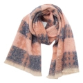 Dettaglio sciarpa in maglia a quadri con frange in contrasto arancio e blu scuro - 06# Rosa Blu Bianco