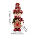 Muñeco de nieve navideño de felpa con traje verde y gorro a cuadros rojos de 38cm - Muñeco de nieve