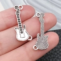 Vintage silver electric guitar charms for DIY necklaces, bracelets and music keychains - Electric Guitar (26x11mm-1.1g)