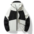 Men's black and white hooded windbreaker with waterproof fabric and mesh lining - Ivory