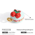 Blue macaron dessert pendant in stainless steel with 18K gold finish and cherry detail - Blue Macaron Pendant PJ93223B