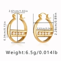 Detailed size and weight view of gold-plated irregular hoop earrings with four white pearls - KE1227-Gold Pearl Embellished Round Hoop