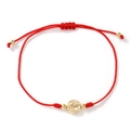 Handcrafted red braided rope bracelet featuring a golden religious saint medal pendant - Red