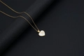 18k gold heart pendant necklace with white shell inlay and letter A charm - Shell Heart Letter A (With Chain)