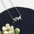 Silver stainless steel butterfly necklace with heart charm and letter A pendant - Silver A