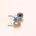Clou d'oreille cartilage étoile et aile en argent avec zircon bleu et fermoir à vis - Argent 5#-Étoile Lune Bleue / Argent
