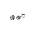 Silver stainless steel rose flower stud earrings with screw back fastening for women - Rose (0.8mm)