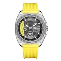 Orologio cronografo da uomo stile racing con cassa argento e cinturino giallo - Giallo