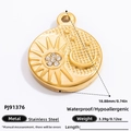 18k gold plated stainless steel sun and moon pendant with white zircon accents - Gold Star Moon Rhinestone Pendant (PJ91376)