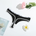 String noir en coton côtelé pour femmes avec taille lettrée LOVE YOU et coupe T-back sexy - S (30) / Noir