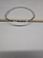 Elastic tennis bracelet with alternating black and Aurora Borealis AB crystals in silver setting - Silver-Gun Black