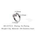 Macro shot of minimalist 304 stainless steel open ring with detailed size measurements - Adjustable Open / Silver - Wrap Around Design - S1572