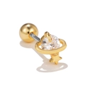 Star and planet screw back stud earring in 18k gold plated copper with clear zircon - Two-tone Star Ring