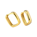 Orecchini a cerchio rettangolari dorati lucidi con design geometrico minimalista quotidiano - Oro - Rettangolo Arrotondato Huggie