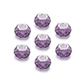 Faceted purple acrylic beads with silver metal core for DIY jewelry making - Purple