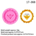 Pink round vintage relief frame silicone mold and golden embossed finished sample - Style 2 (17-368) / Pink
