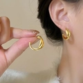 Elegant gold twisted triple-layered hoop earrings with a premium metallic finish for women - Gold Twisted Hoops