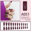 Unghie finte a mandorla rosso scuro set da 24 pezzi con finitura lucida A051 - A051 Rosso Perlato (A051)