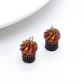 Resin chocolate cupcake charms with colorful sprinkles and metal loops for DIY jewelry - F83-Dark Chocolate (Cupcake)