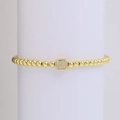 18k gold cube letter U beaded bracelet with sparkling crystal pave charm - Letter U