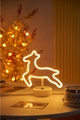 Warm yellow LED neon reindeer lamp with a white cylindrical base for Christmas decor - Elk (Warm White) With Base